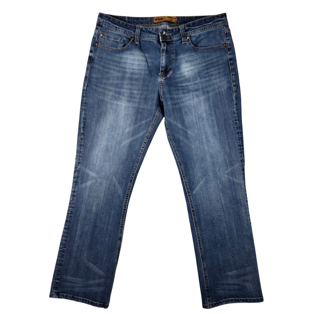 Seven7 Straight Fit Jeans Mens 36x30 Blue Excellent Stretch Medium Wash SN1364